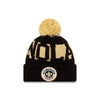 New Orleans Saints New Era Black/Gold 2020 NFL Sideline - Official Sport Pom Cuffed Knit Toque - Pro League Sports Collectibles Inc.