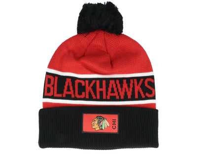 Chicago Blackhawks Fanatics Branded Black/Red 2022 NHL Draft - Authentic Pro Cuffed Knit Toque with Pom - Pro League Sports Collectibles Inc.