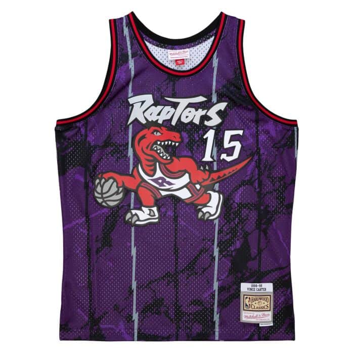 Vince Carter Toronto Raptors 1998-99 Team Marble Black Purple Mitchell & Ness Swingman Jersey - Pro League Sports Collectibles Inc.