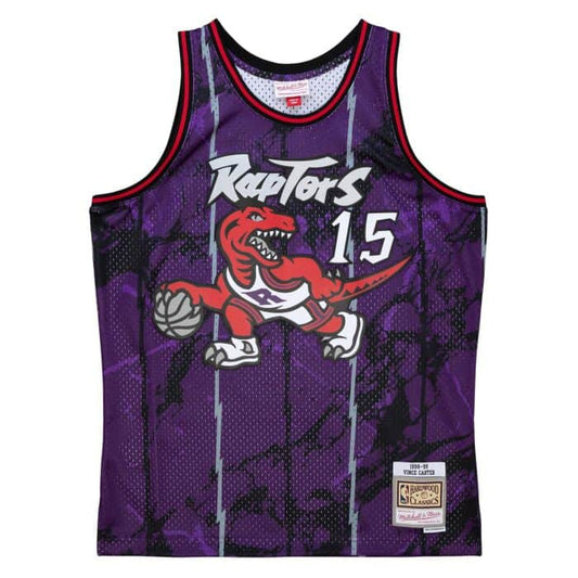 Vince Carter Toronto Raptors 1998-99 Team Marble Black Purple Mitchell & Ness Swingman Jersey - Pro League Sports Collectibles Inc.