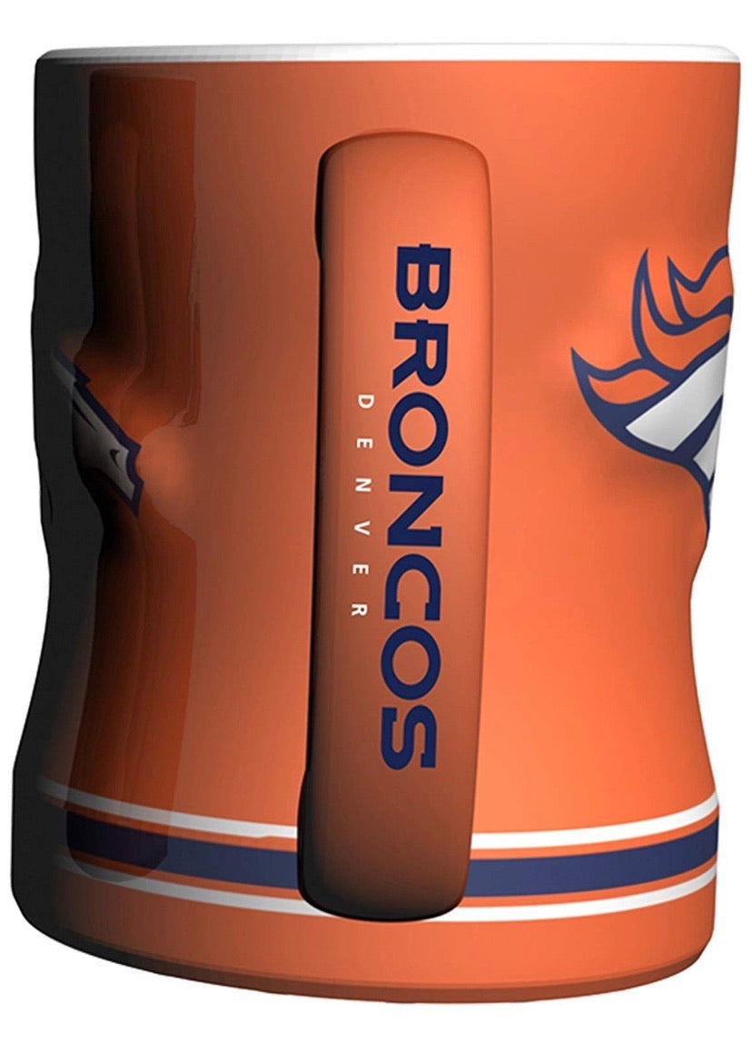 NFL Denver Broncos 14oz. Orange Sculpted Relief Mug - Pro League Sports Collectibles Inc.