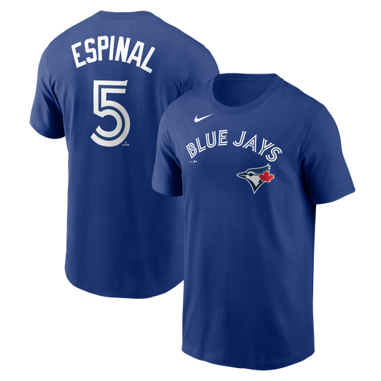 Toronto Blue Jays Santiago Espinal #5 Nike Royal Blue Name & Number T-Shirt - Pro League Sports Collectibles Inc.