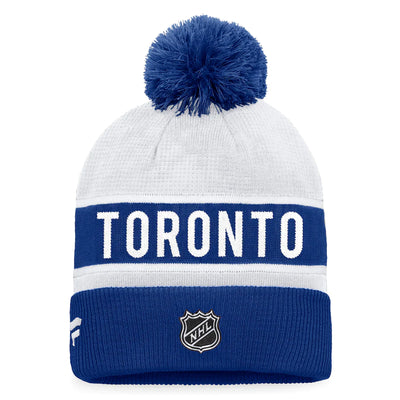 Toronto Maple Leafs Fanatics Branded Blue/White 2022 NHL Draft - Authentic Pro Cuffed Knit Toque with Pom - Pro League Sports Collectibles Inc.