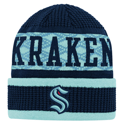 Youth Seattle Kraken NHL Puck Pattern Cuff Knit Toque - Pro League Sports Collectibles Inc.
