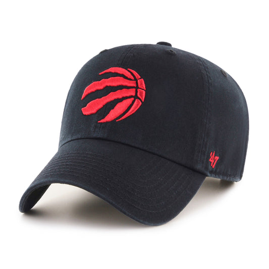 Toronto Raptors Black Red Ball Clean Up '47 Brand Adjustable Hat - Pro League Sports Collectibles Inc.