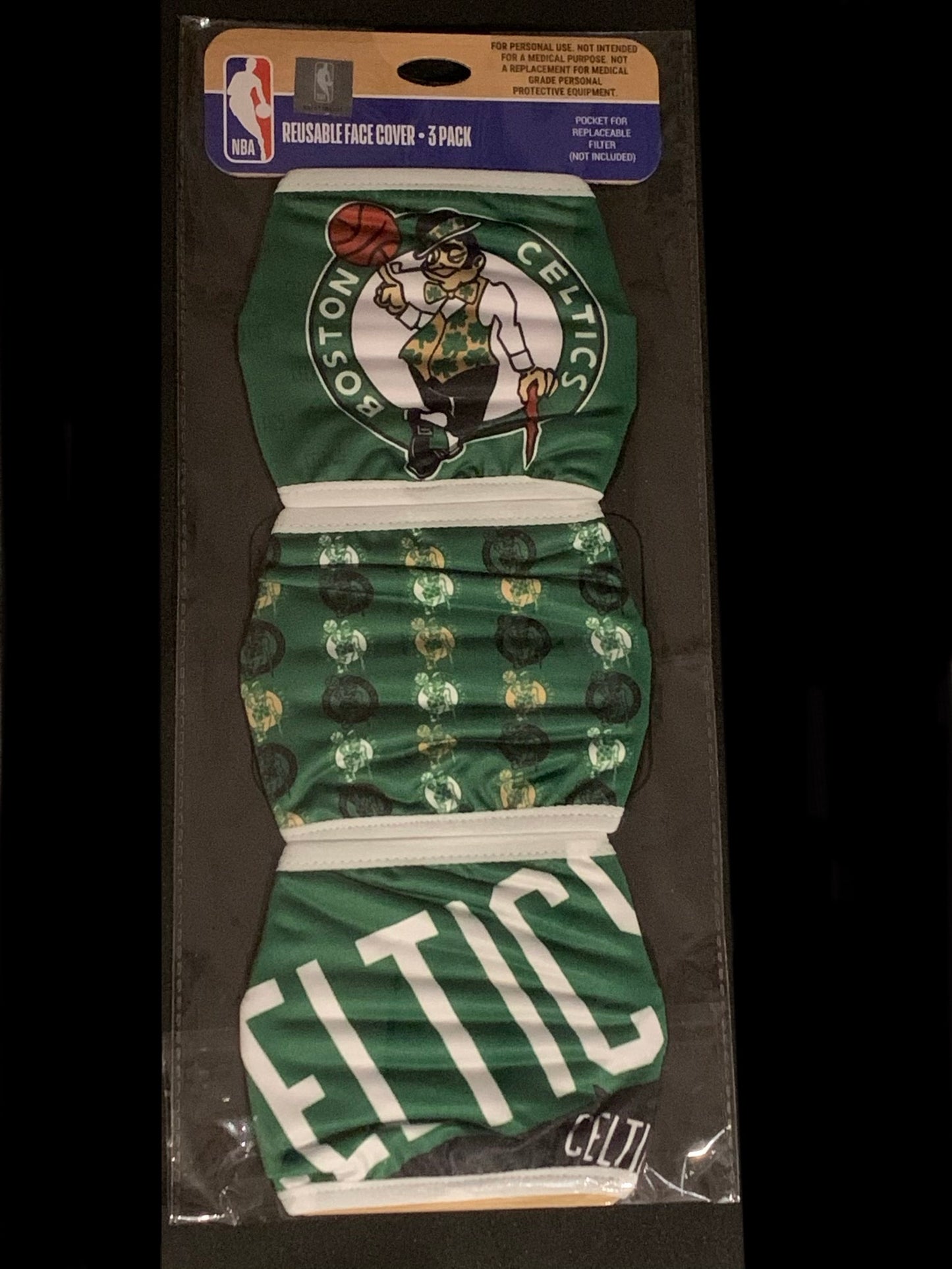 Boston Celtics Game Time FOCO NBA Face Mask Covers Adult 3 Pack - Pro League Sports Collectibles Inc.