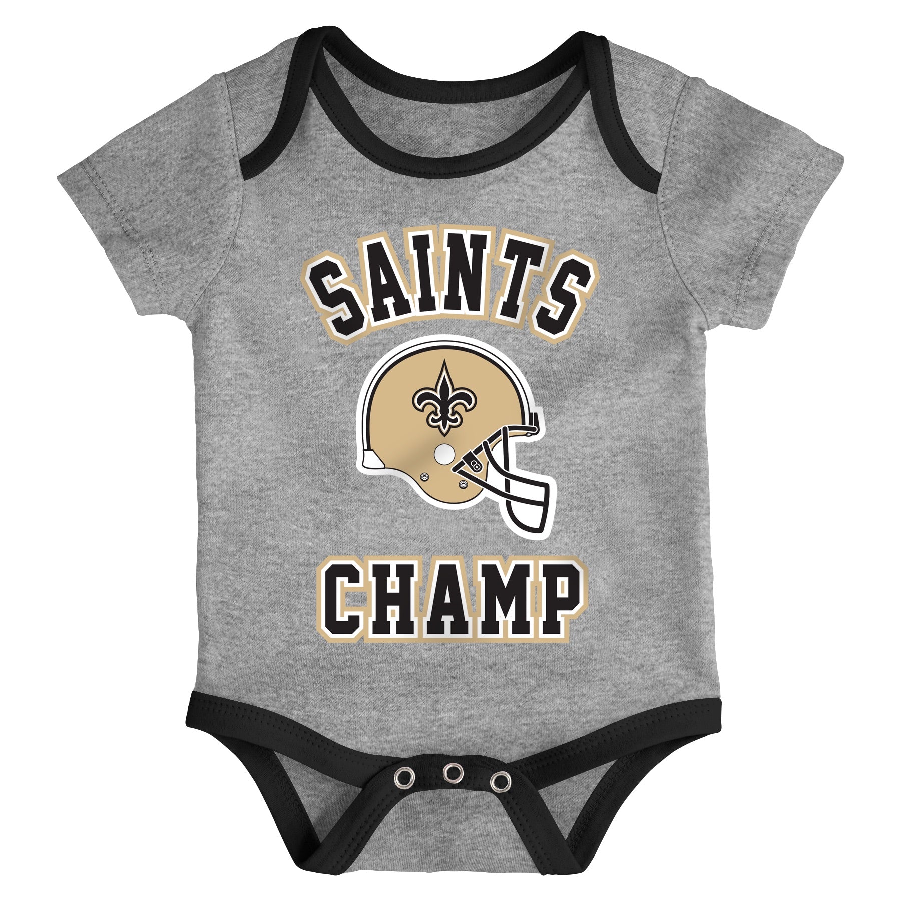 Infant New Orleans Saints Gold/Black/Heathered Gray Champ 3-Piece Bodysuit Set - Pro League Sports Collectibles Inc.