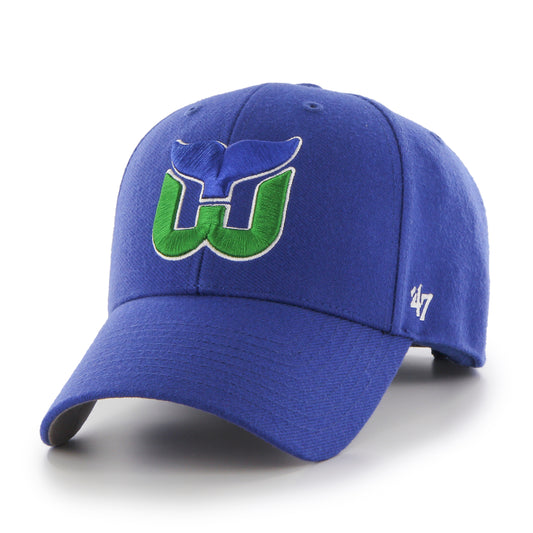 Hartford Whalers Vintage Royal 47 Brand MVP Basic Adjustable Hat - Pro League Sports Collectibles Inc.