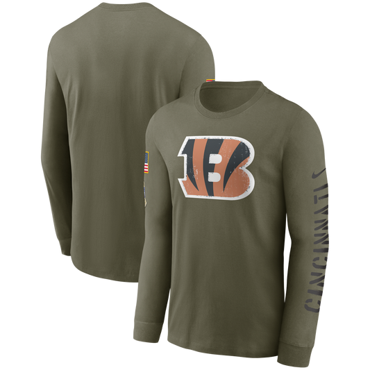 Cincinnati Bengals Nike 2022 Salute To Service - Team Logo Long Sleeve T-Shirt - Olive - Pro League Sports Collectibles Inc.