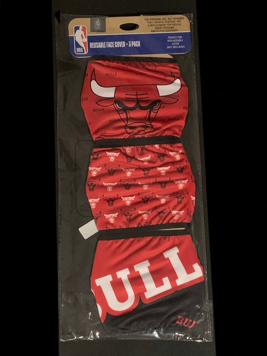 Chicago Bulls Game Time FOCO NBA Face Mask Covers Adult 3 Pack - Pro League Sports Collectibles Inc.