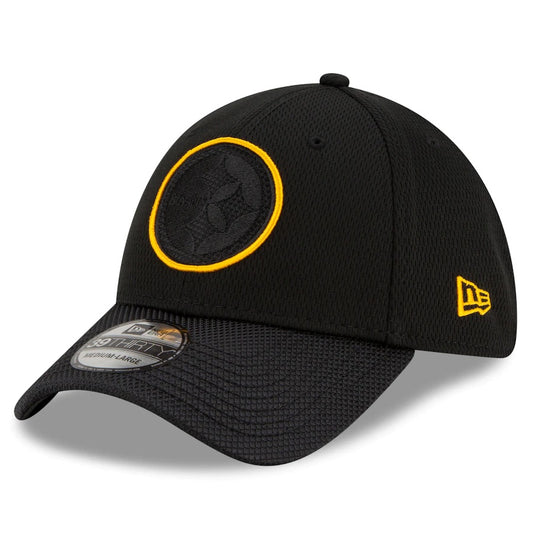 Pittsburgh Steelers 2021 New Era NFL Sideline Road Black 39THIRTY Flex Hat - Pro League Sports Collectibles Inc.