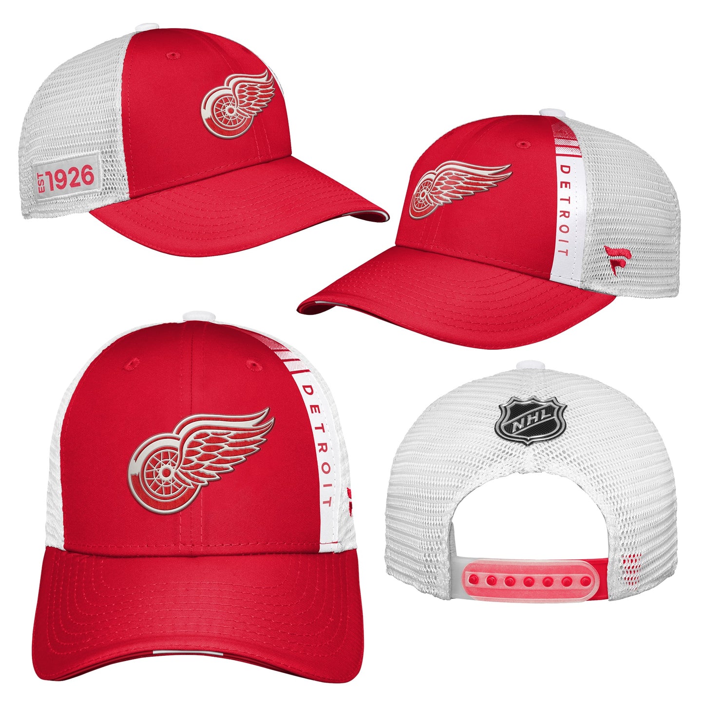 Youth Detroit Red Wings Fanatics Branded 2022 NHL Draft Authentic Pro On Stage Trucker Adjustable Hat - Pro League Sports Collectibles Inc.