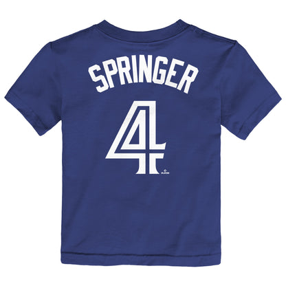 Toddler Toronto Blue Jays George Springer #4 Nike Royal Blue Name & Number T-Shirt - Pro League Sports Collectibles Inc.