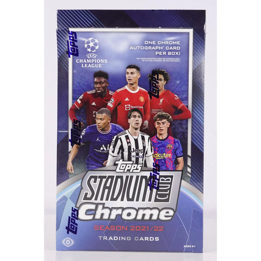 Topps Stadium Club Chrome UEFA Champions League 2021/22 Hobby Box - 18 Pack / 6 Cards Per Pack - Pro League Sports Collectibles Inc.