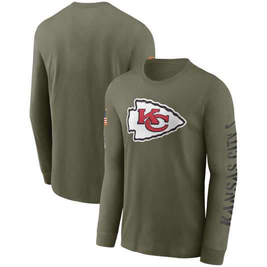 Kansas City Chiefs Nike 2022 Salute To Service - Team Logo Long Sleeve T-Shirt - Olive - Pro League Sports Collectibles Inc.