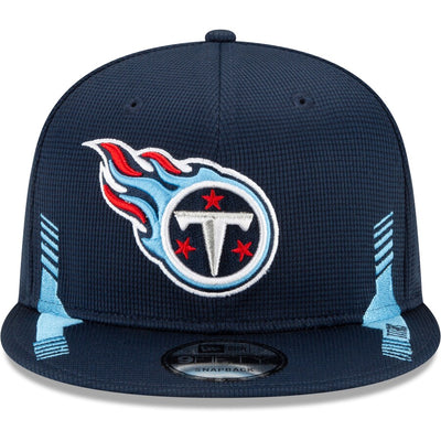 New Era Navy/White Tennessee Titans Logo Patch Trucker 9FORTY Snapback Hat