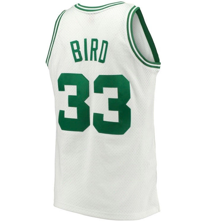 Larry Bird Boston Celtic Mitchell & Ness 1985-86 Hardwood Classic Swingman White Jersey mm - Pro League Sports Collectibles Inc.