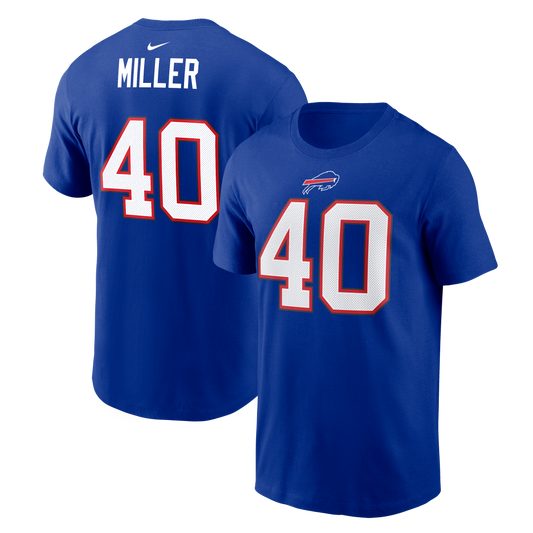 Buffalo Bills Von Miller #40 Name & Number T-Shirt - Blue - Pro League Sports Collectibles Inc.