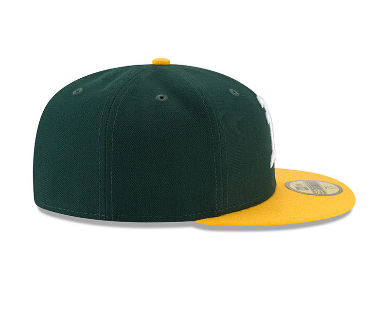 Oakland Athletics New Era 59 Fifty Mens Baseball Cap Green Yellow Fitted 6  5/8