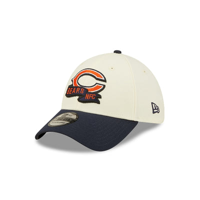 Chicago Bears 2022 Sideline New Era Cream/Navy "C" Logo - 39THIRTY 2-Tone Flex Hat - Pro League Sports Collectibles Inc.