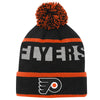 Youth Philadelphia Flyers Black Breakaway Cuffed Knit Hat with Pom - Pro League Sports Collectibles Inc.