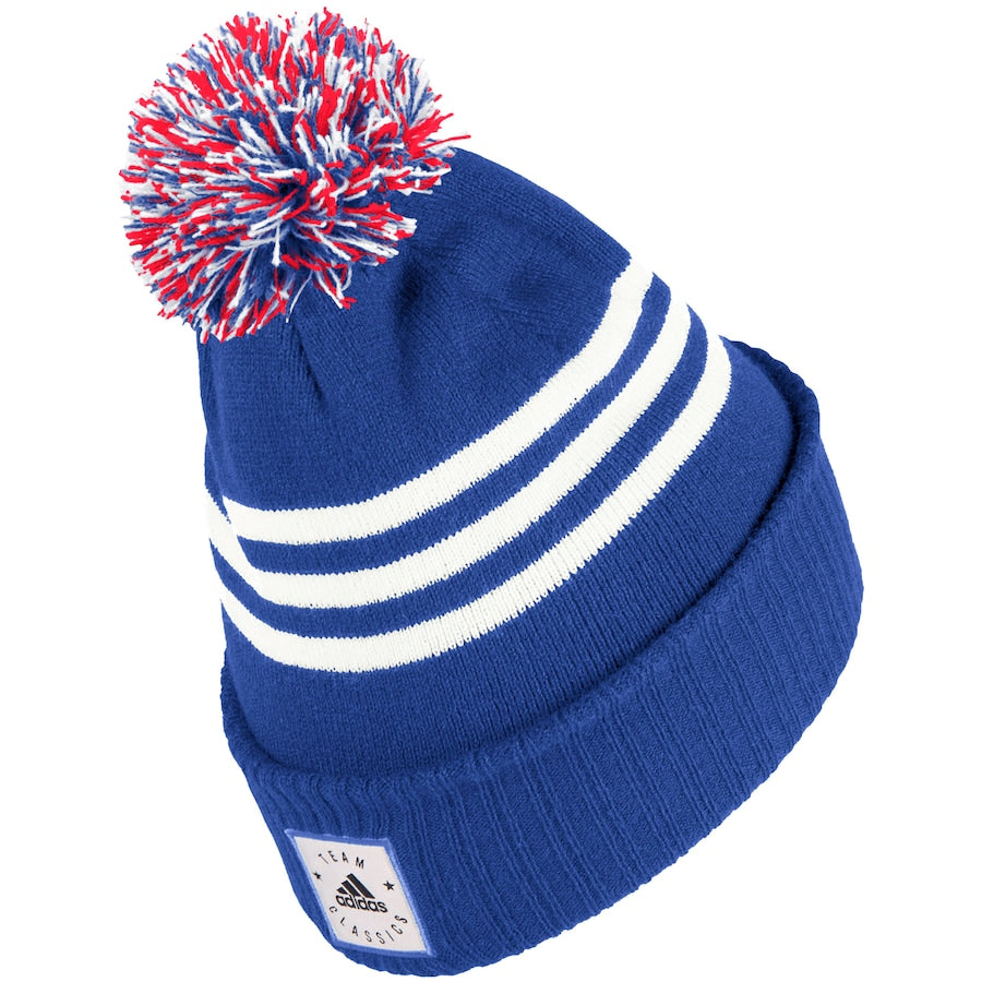 Quebec Nordiques Vintage Adidas 3 Stripe Locker Room Cuffed Knit Pom Toque - Pro League Sports Collectibles Inc.