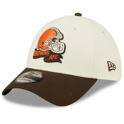 Cleveland Browns 2022 Sideline New Era Cream/Brown - 39THIRTY 2-Tone Flex Hat - Pro League Sports Collectibles Inc.