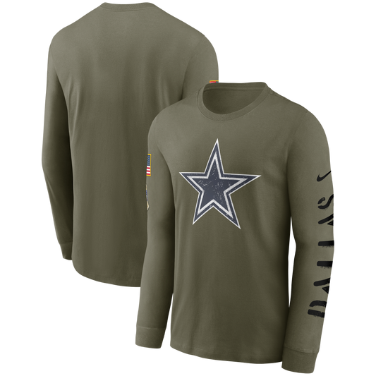 Dallas Cowboys Nike 2022 Salute To Service - Team Logo Long Sleeve T-Shirt - Olive - Pro League Sports Collectibles Inc.