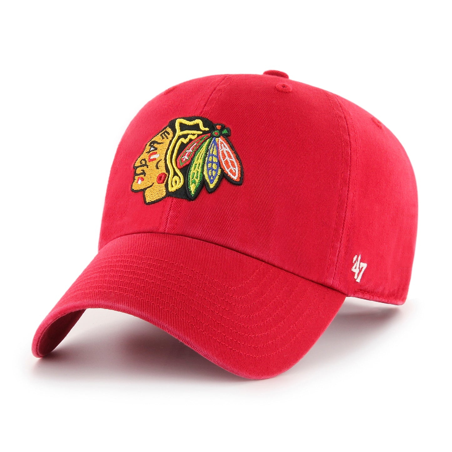 Chicago Blackhawks Red Clean Up '47 Brand Adjustable Hat - Pro League Sports Collectibles Inc.