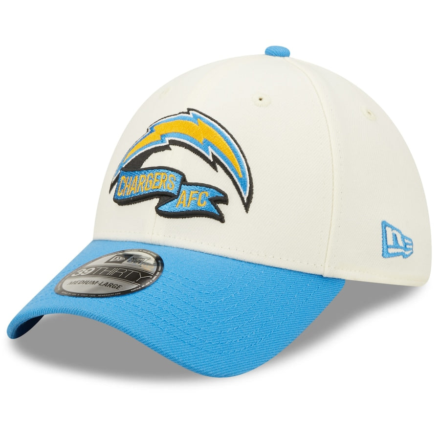 Los Angeles Chargers 2022 Sideline New Era Cream/Blue - 39THIRTY 2-Tone Flex Hat - Pro League Sports Collectibles Inc.