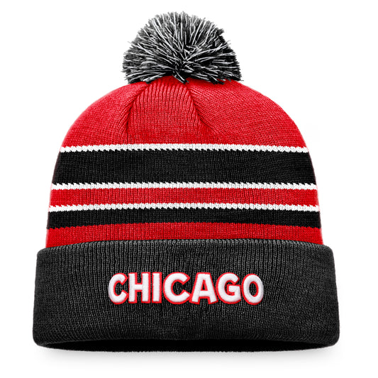 Chicago Blackhawks Retro Reverse Special Edition 2.0 Authentic Pro Fanatics Cuff Knit Pom Toque - Pro League Sports Collectibles Inc.