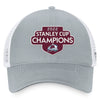 Colorado Avalanche Fanatics Branded Gray/White 2022 Stanley Cup Champions Locker Room Trucker Adjustable Hat - Pro League Sports Collectibles Inc.