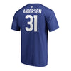 Toronto Maple Leafs Frederik Andersen #31 Fanatics Name and Number T-Shirt - Pro League Sports Collectibles Inc.