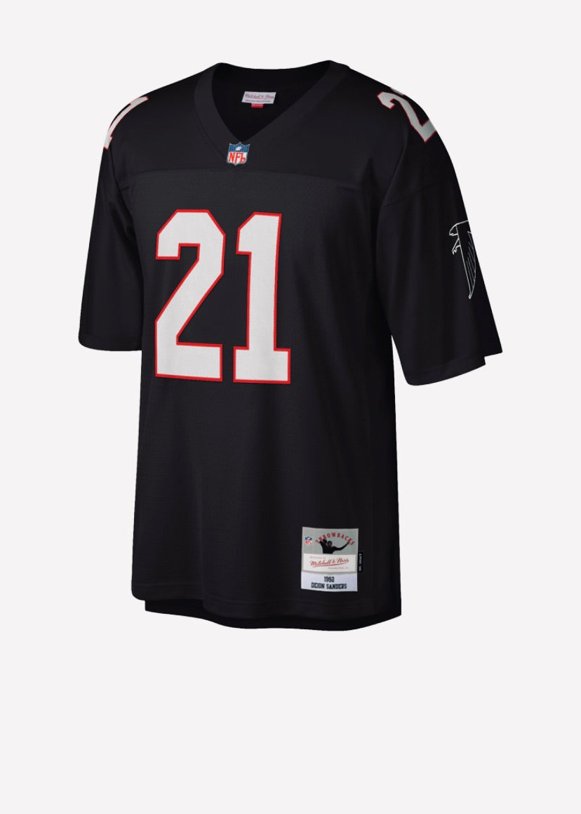 Atlanta Falcons Deion Sanders Mitchell & Ness Retired Legacy Black Jersey - Pro League Sports Collectibles Inc.