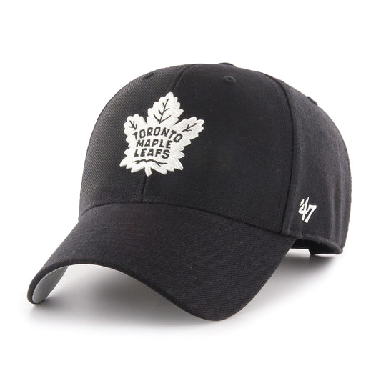 Toronto Maple Leafs 47 Brand Black White MVP Adjustable Hat - Pro League Sports Collectibles Inc.