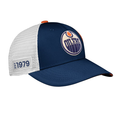 Youth Edmonton Oilers Fanatics Branded 2022 NHL Draft Authentic Pro On Stage Trucker Adjustable Hat - Pro League Sports Collectibles Inc.