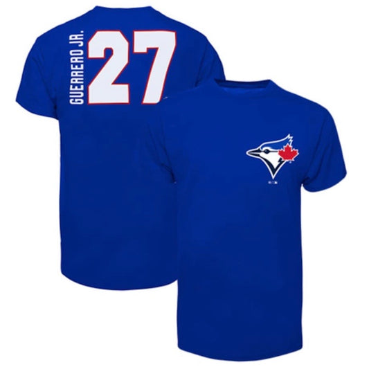 Toronto Blue Jays Vladimir Guerrero Jr. 47 Brand Blue Name & Number T-Shirt - Pro League Sports Collectibles Inc.