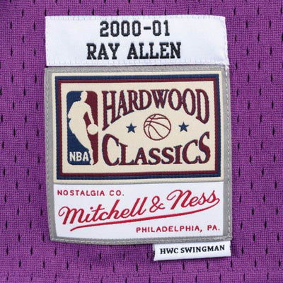 Ray Allen #34 Milwaukee Bucks Mitchell & Ness 2001-02 Hardwood Classic Swingman Jersey - Purple - Pro League Sports Collectibles Inc.