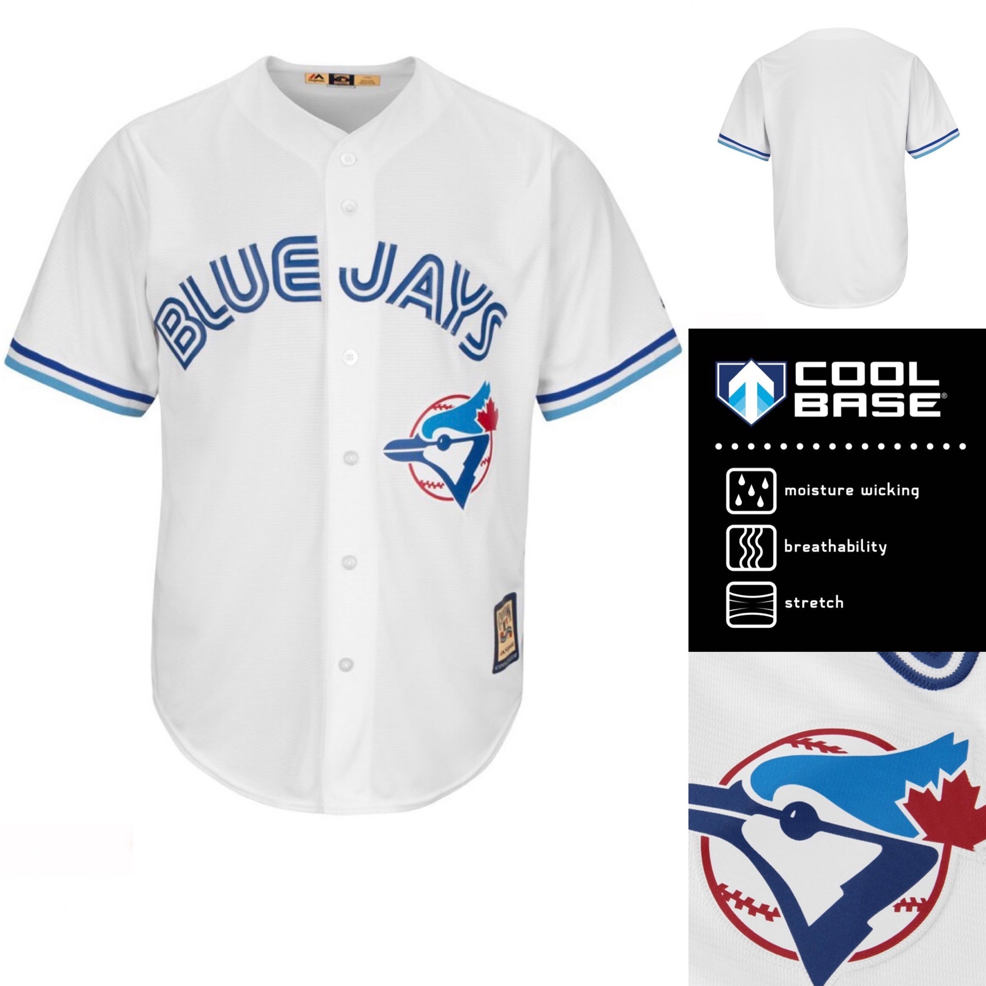 Toronto Blue Jays Majestic Cooperstown Collection Cool Base White Repl -  Pro League Sports Collectibles Inc.