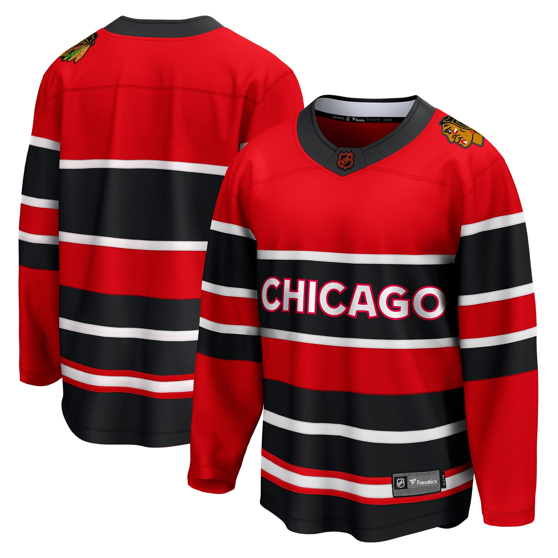 Chicago Blackhawks Fanatics Branded - Retro Reverse Special Edition 2.0 Breakaway Blank Jersey - Red/Black - Pro League Sports Collectibles Inc.