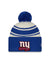 New York Giants New Era 2022 Sideline - Sport Cuffed Pom Knit Hat - Cream/Royal