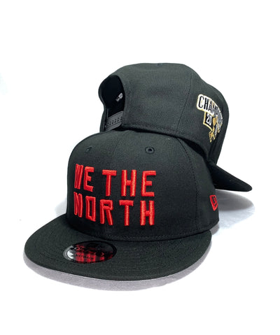 Toronto Raptors We The North Champions Patch NBA Black/Red 9FIFTY New Era Snapback Hat - Pro League Sports Collectibles Inc.