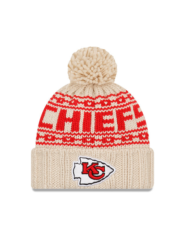 Women's Fanatics Branded Red Kansas City Chiefs Logo Cuffed Knit Hat with Pom