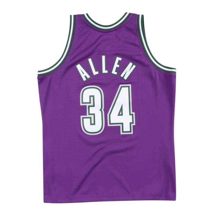 Ray Allen #34 Milwaukee Bucks Mitchell & Ness 2001-02 Hardwood Classic Swingman Jersey - Purple - Pro League Sports Collectibles Inc.