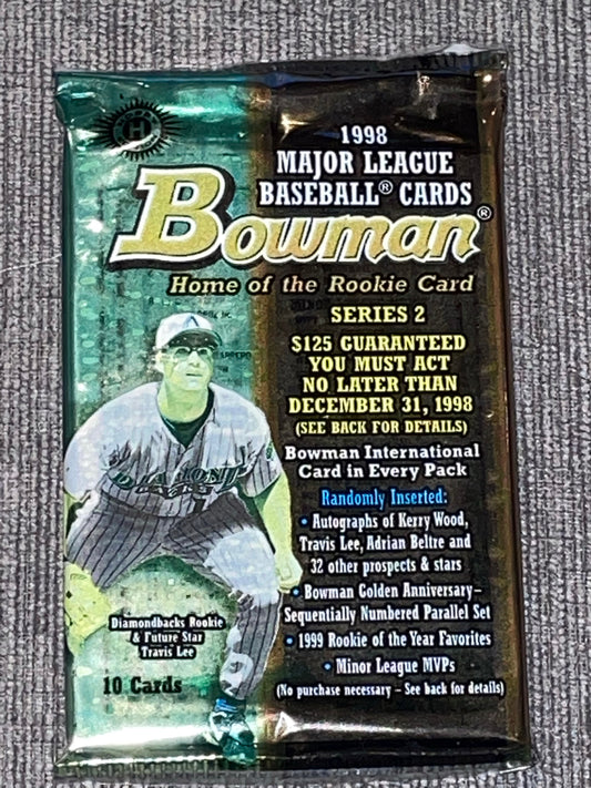 VINTAGE 1998 Bowman Baseball Series 2 Hobby Pack- 10 Cards Per Pack - Pro League Sports Collectibles Inc.