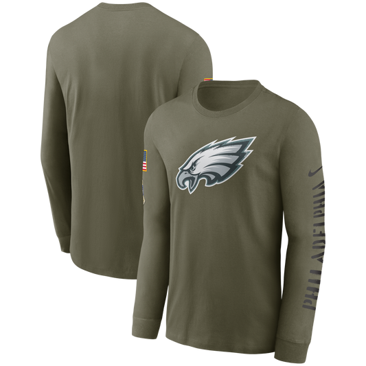 Philadelphia Eagles Nike 2022 Salute To Service - Team Logo Long Sleeve T-Shirt - Olive - Pro League Sports Collectibles Inc.