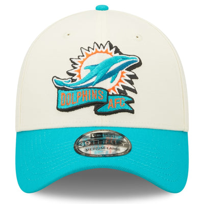 Miami Dolphins 2022 Sideline New Era Cream/Teal - 39THIRTY 2-Tone Flex Hat - Pro League Sports Collectibles Inc.