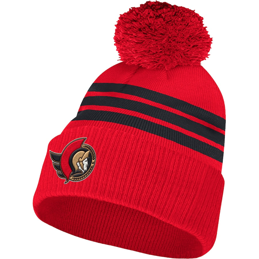 Ottawa Senators Adidas 3 Stripe Locker Room Cuffed Knit Pom Toque - Pro League Sports Collectibles Inc.