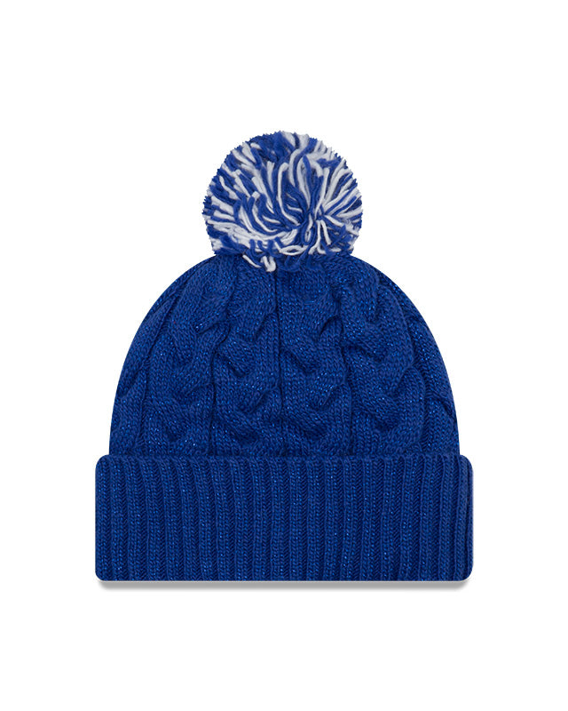 Women's Buffalo Bills New Era Cozy Cable Laser Cuff Pom Knit Toque