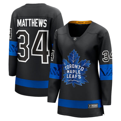 Women's Toronto Maple Leafs Auston Matthews #34 Fanatics Branded Black - Alternate Premier Breakaway Reversible Jersey - Flip - Pro League Sports Collectibles Inc.
